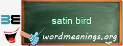 WordMeaning blackboard for satin bird
